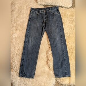 Vintage Levi 505 Straight Leg Blue Jeans 90s Mens Distressed Hem W36 L34